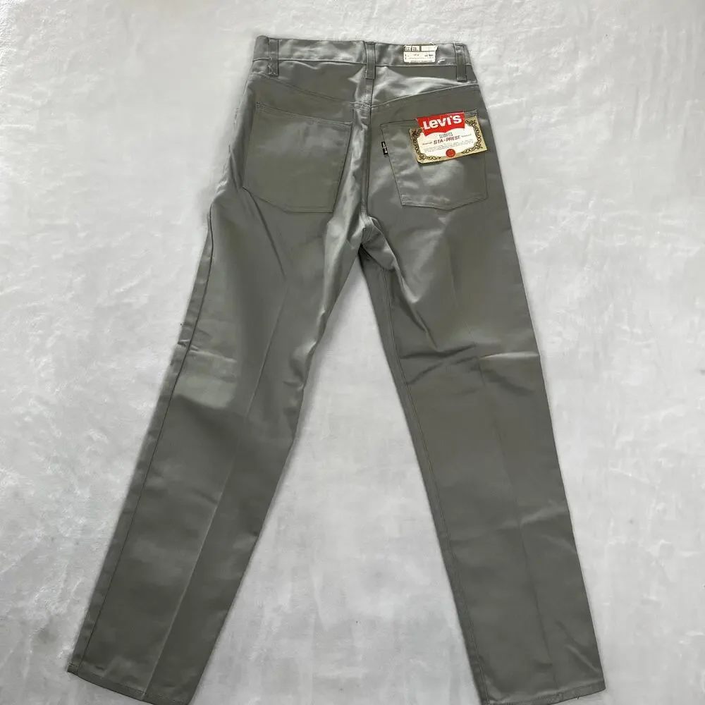 Vintage Levi's STA-PREST Pants Mens 27x28 Green Straight Wrinkle Resistant Big E